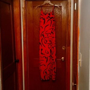 Black and red maxi dress